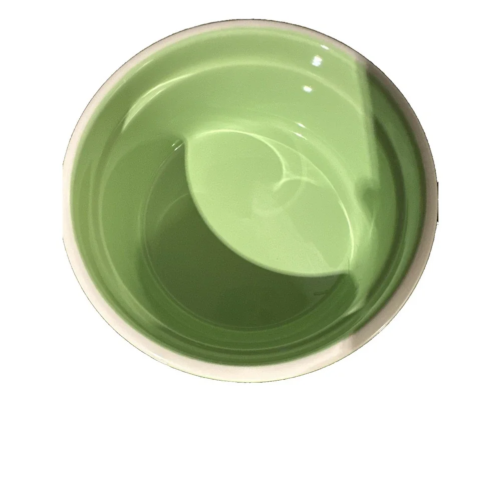 Petrageous Handcrafted Stoneware Pet Food Water Bowl Dish Lime Green Paw Prints